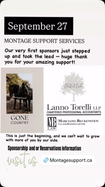 Montage is taking our signature event to the countryside! 🌄
Same premium energy, in stunning rural surroundings. Join US! Sponsorship and or Reservations now on sale!
 Visit: www.montagesupport.ca for details!
#countryside #montagesupportservices